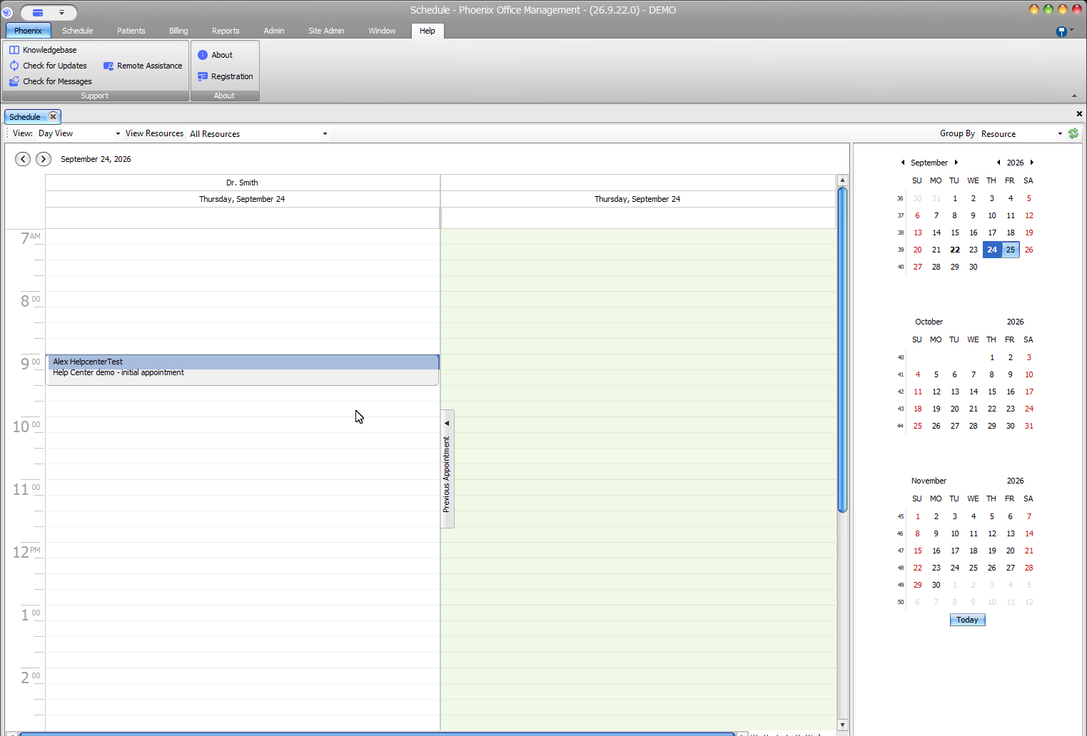 Saved Phoenix appointment on the schedule